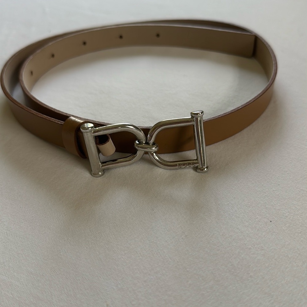 Brown Leather Belt with Silver Buckle